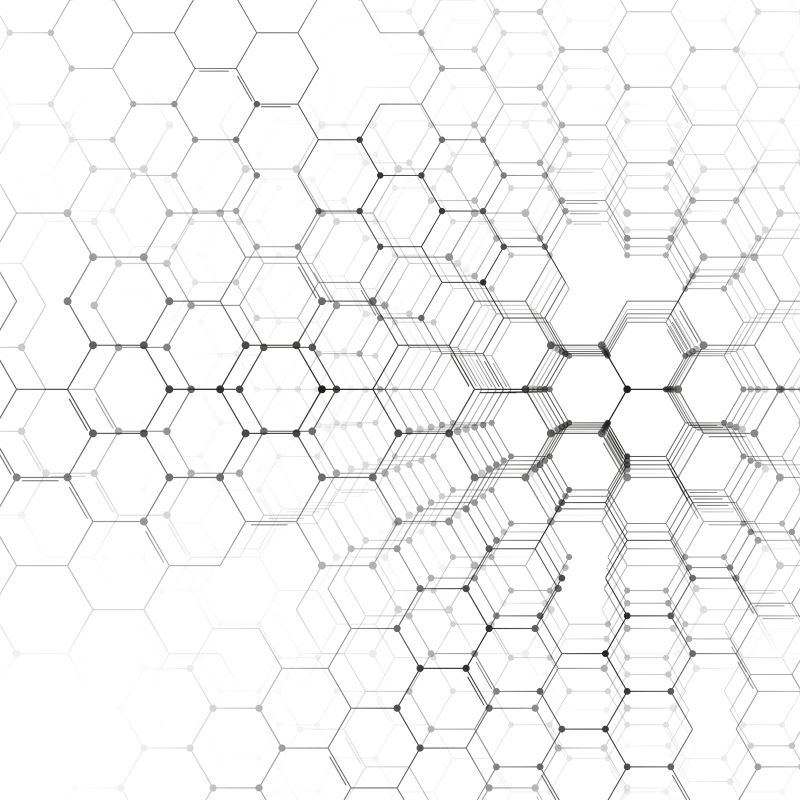 白色六边形分子矢量结构背景