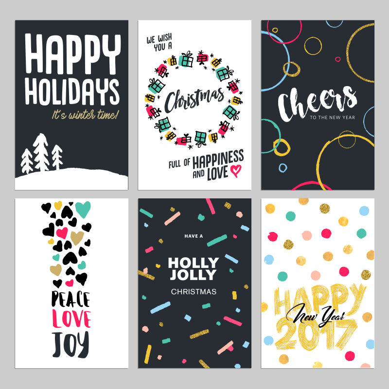 水彩贺卡矢量插图