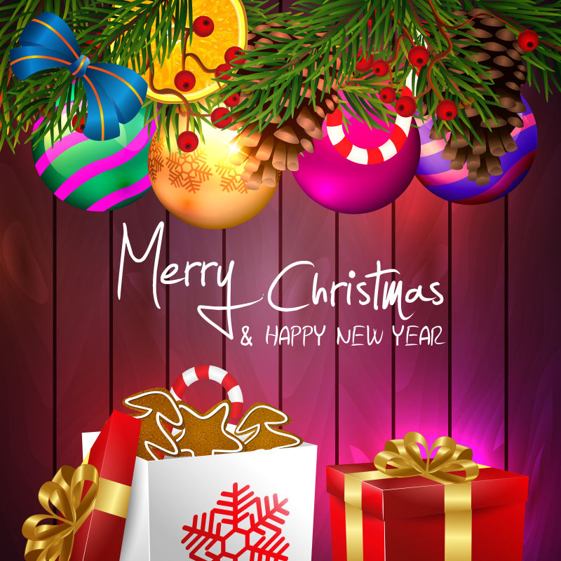 多彩的圣诞卡片矢量