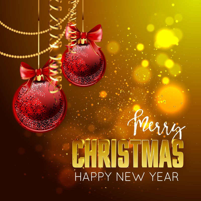 圣诞快乐和新年贺卡设计矢量插图