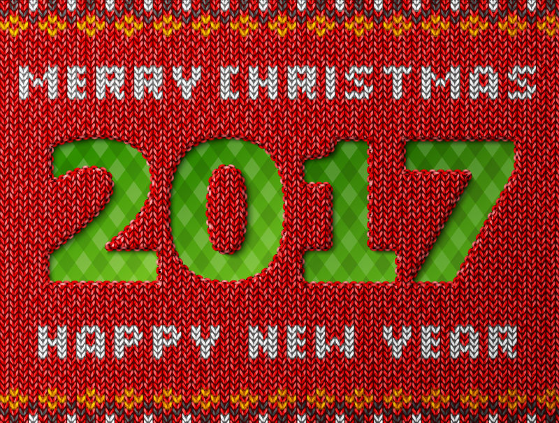 2017针织背景的圣诞海报矢量图