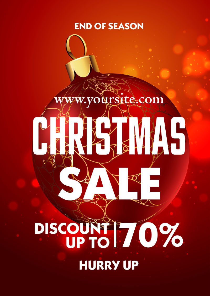 红色圣诞销售设计海报矢量图