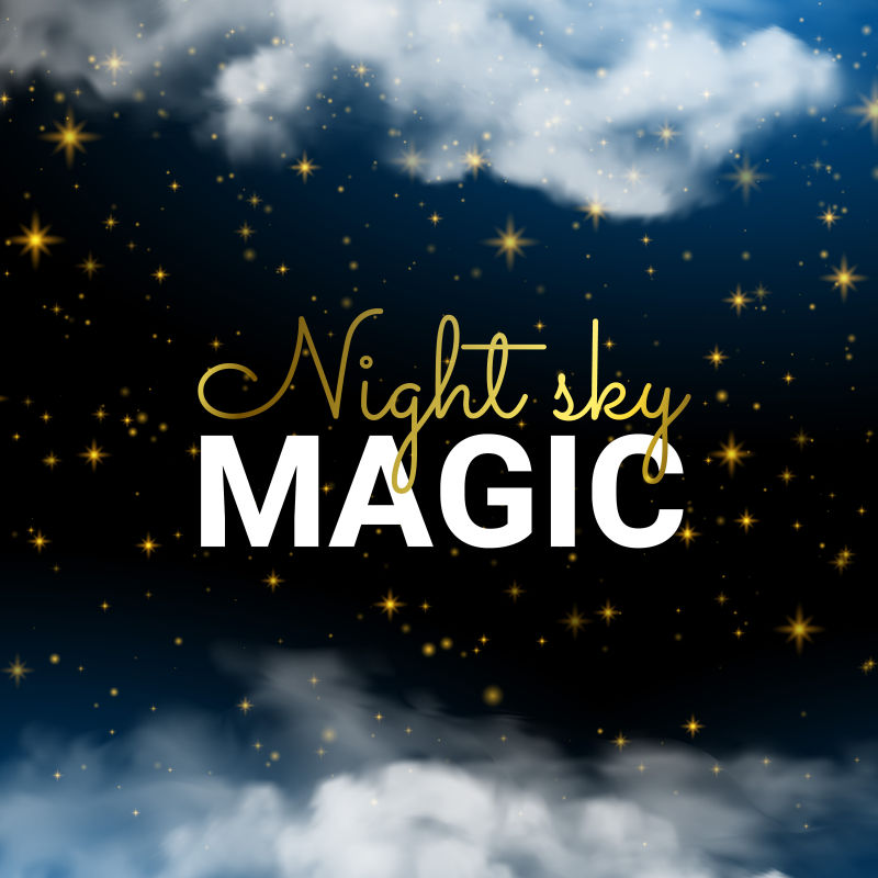 矢量无限的神奇夜空云彩和光泽