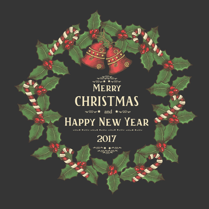 矢量圣诞花环