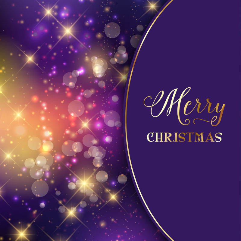 紫色背景圣诞灯光矢量设计