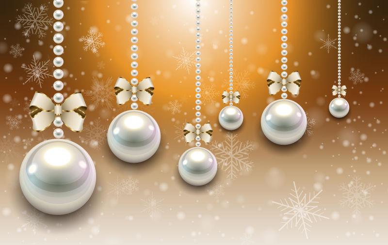 珍珠和雪花的圣诞节背景