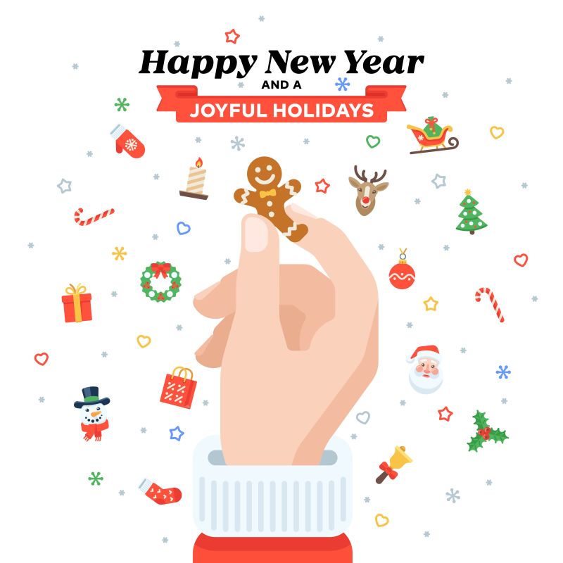 矢量可爱卡通风格的圣诞贺卡