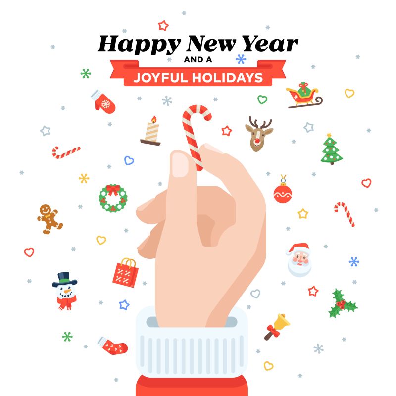 矢量手拿拐杖的圣诞贺卡创意设计背景