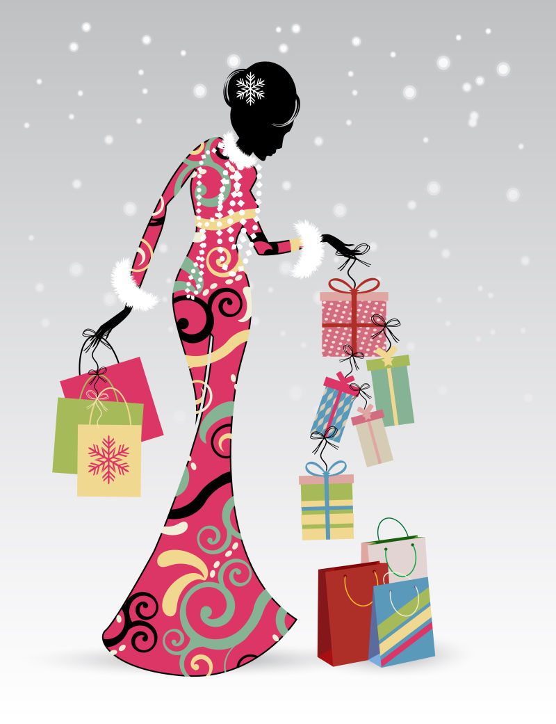 矢量圣诞性感美女