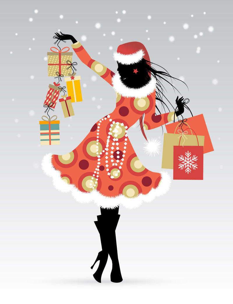 矢量的圣诞节性感美女