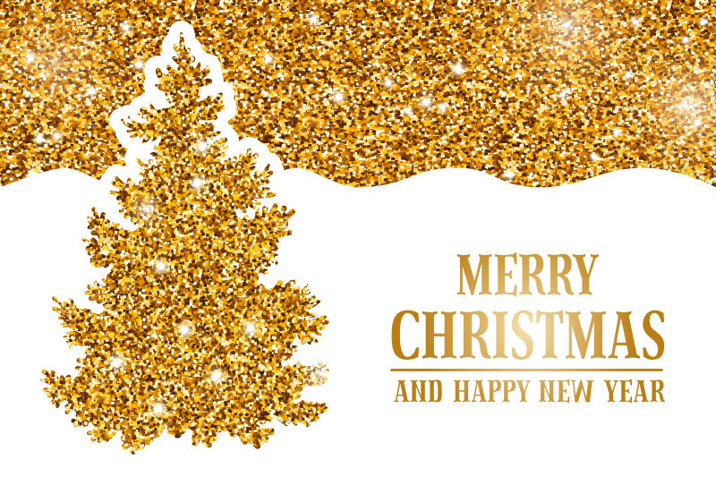 创意矢量华丽圣诞树元素的贺卡设计