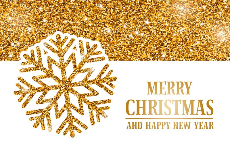矢量金色雪花元素的圣诞节贺卡设计