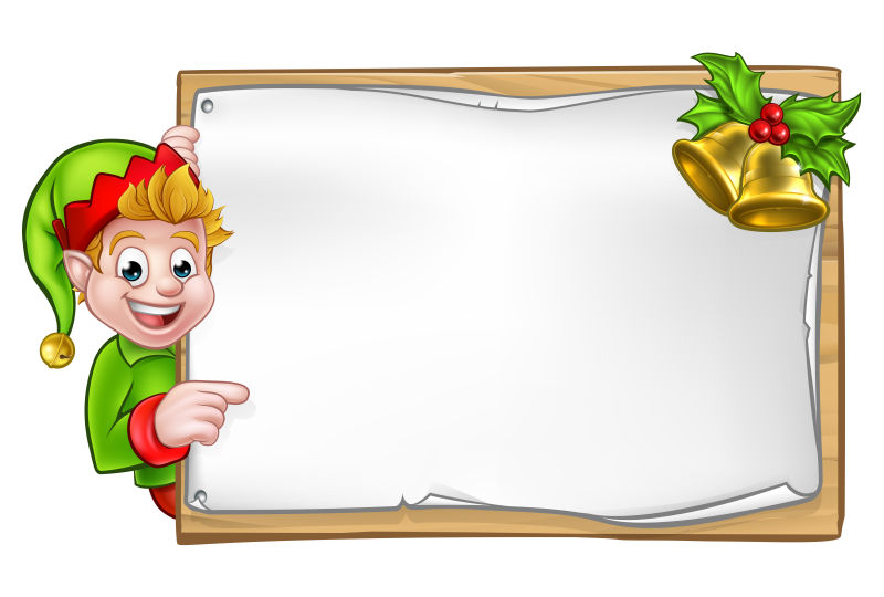 圣诞精灵卡通人物广告设计矢量图