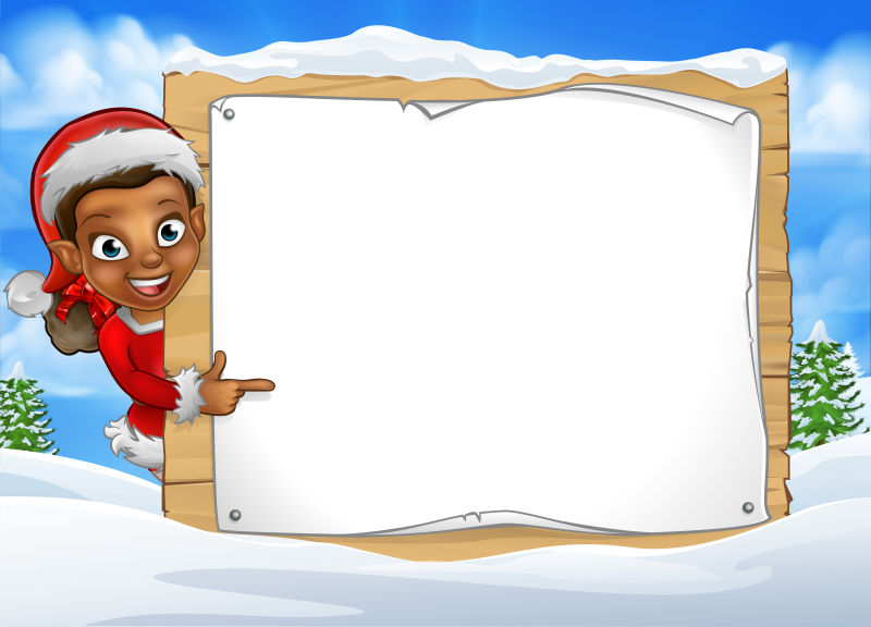 卡通圣诞小精灵广告设计矢量图