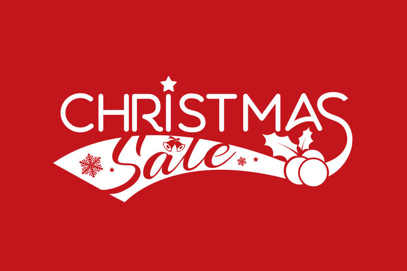 红色背景的圣诞节销售海报设计矢量图