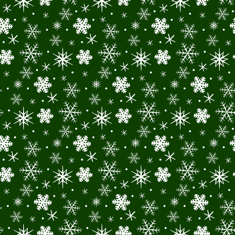 绿色雪花和圣诞树矢量背景