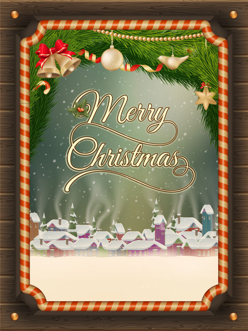 冬季村庄矢量图