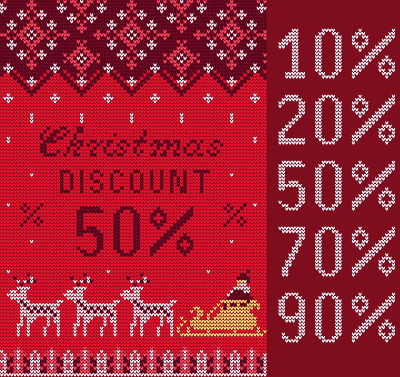 创意矢量圣诞主题的针织图案设计