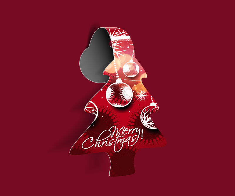 红色矢量创意抽象圣诞树背景设计
