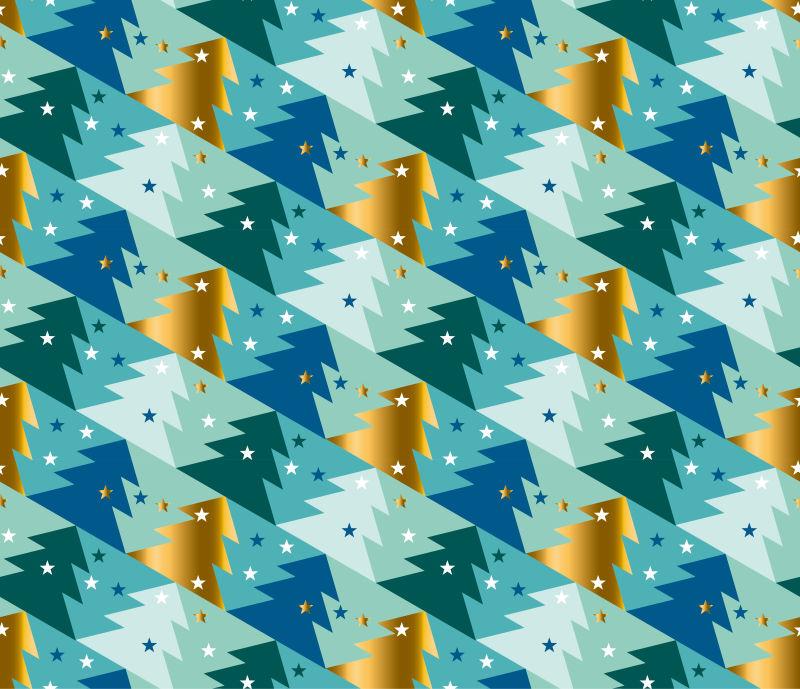 圣诞树与星星矢量插图