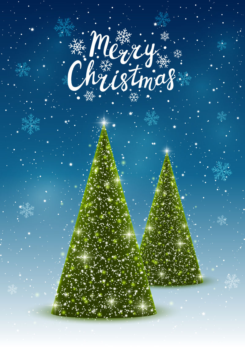 发光的圣诞树矢量背景