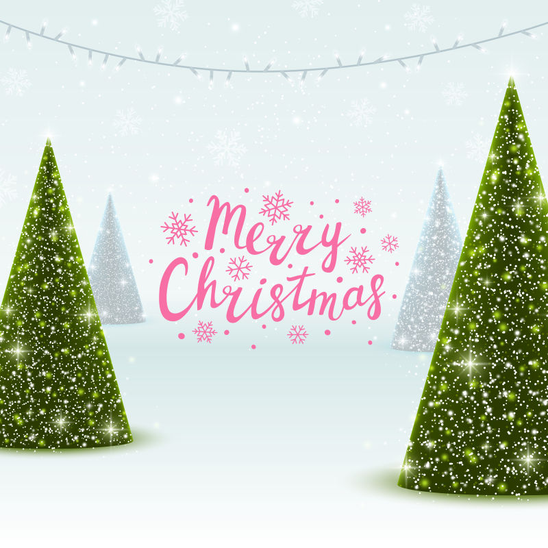 绿色圣诞树装饰矢量背景