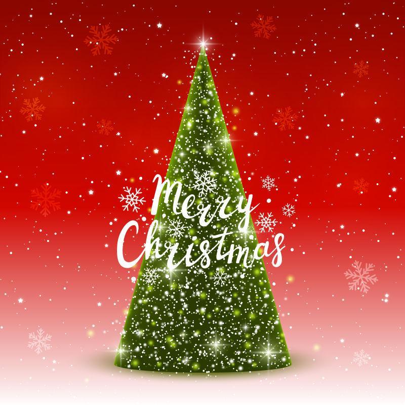 闪亮的圣诞树装饰矢量背景