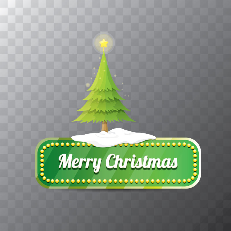 灰色背景圣诞树绿色字母标题矢量