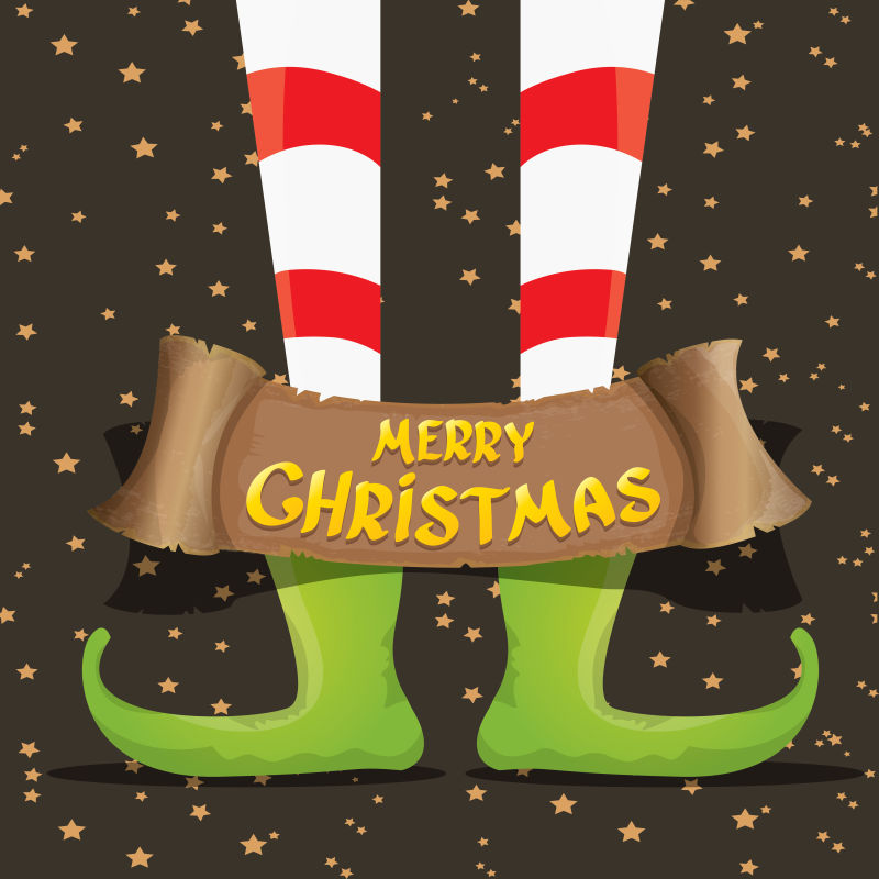 卡通矢量圣诞精灵贺卡