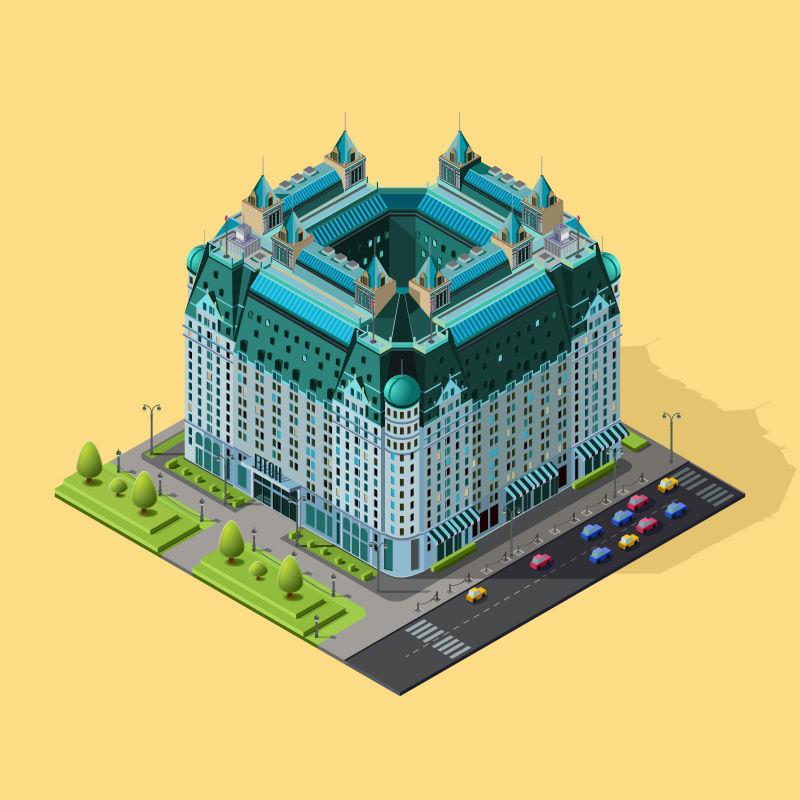 矢量城市酒店建筑
