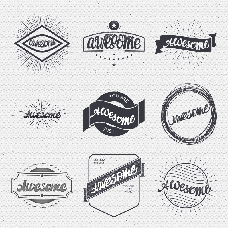 矢量文字标签贴纸设计