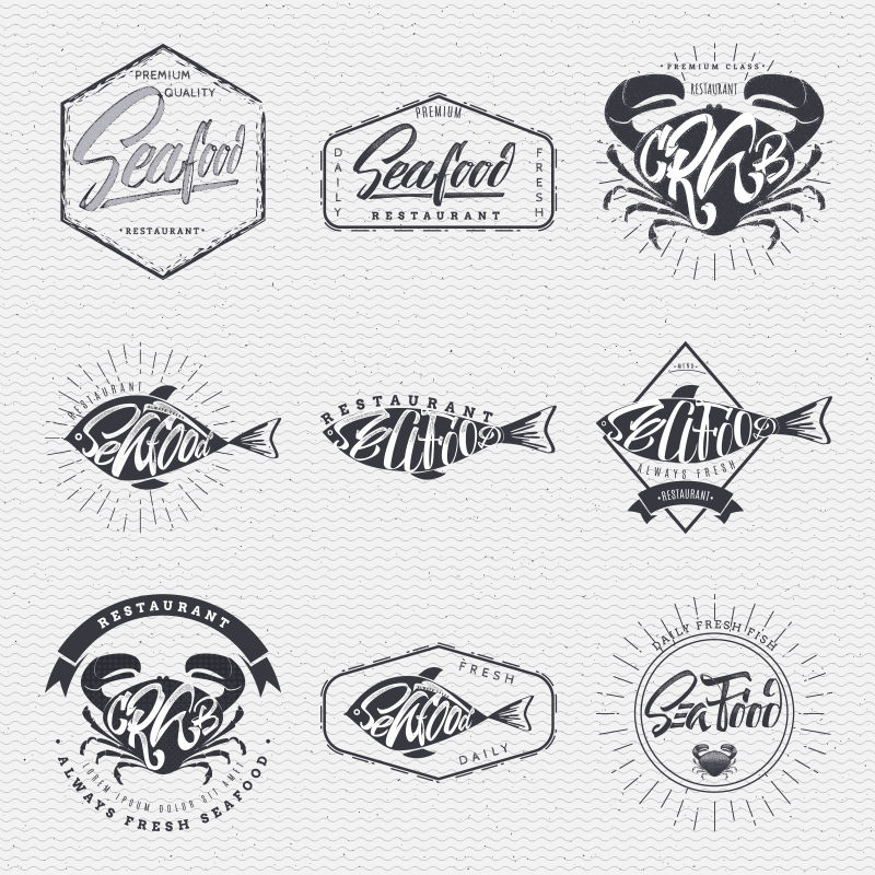 矢量的创意海鲜标签设计