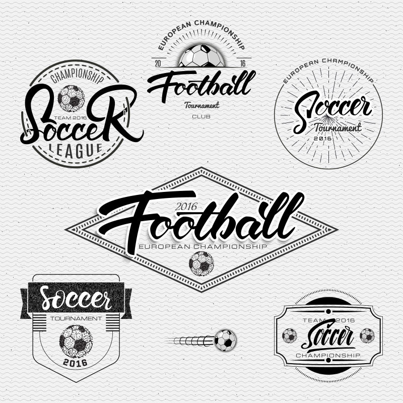 足球比赛标签贴纸矢量设计