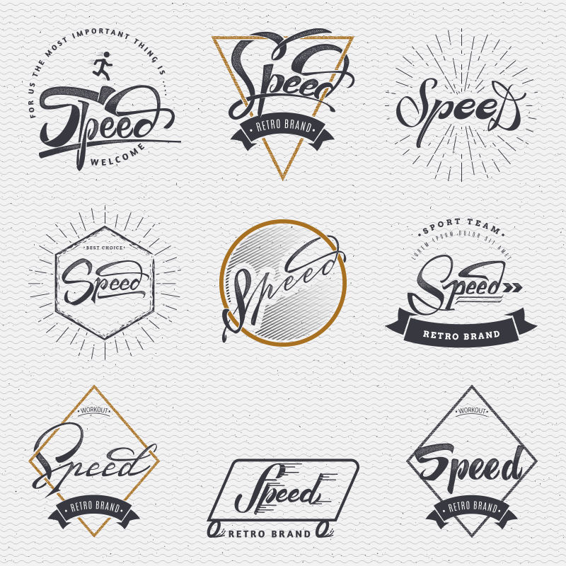 创意的书法标签矢量设计