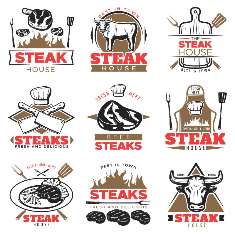 矢量西餐厅标签设计图