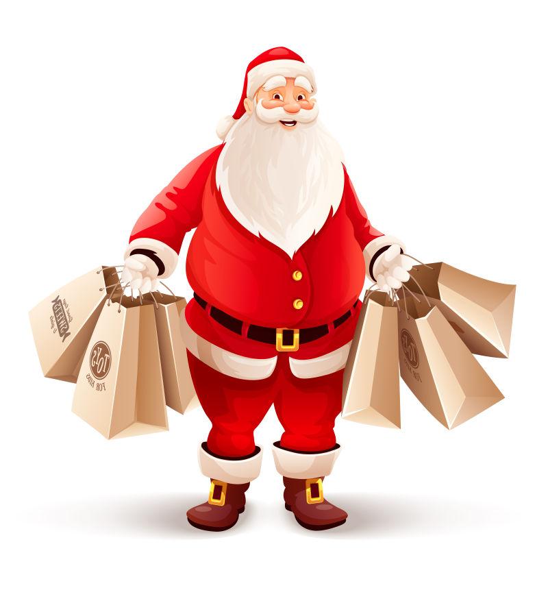 手拎礼物袋的圣诞老人