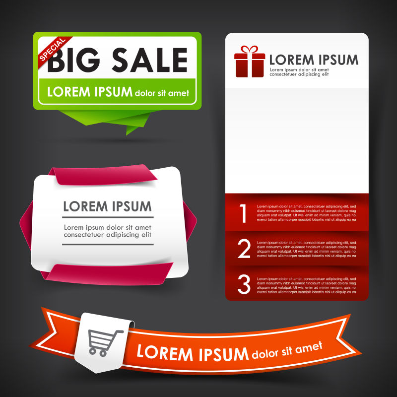 灰色背景上的促销标签设计矢量插图