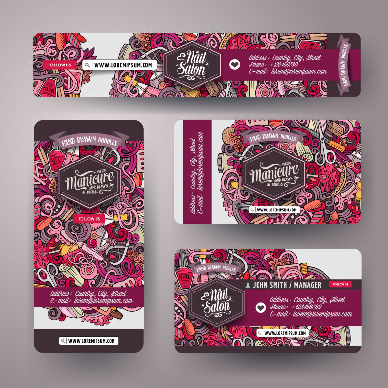 矢量红色为主英文的图案涂鸦设计