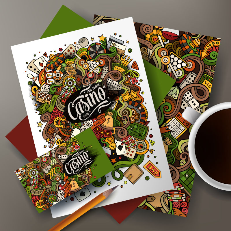 彩色多张涂鸦设计矢量可爱卡通