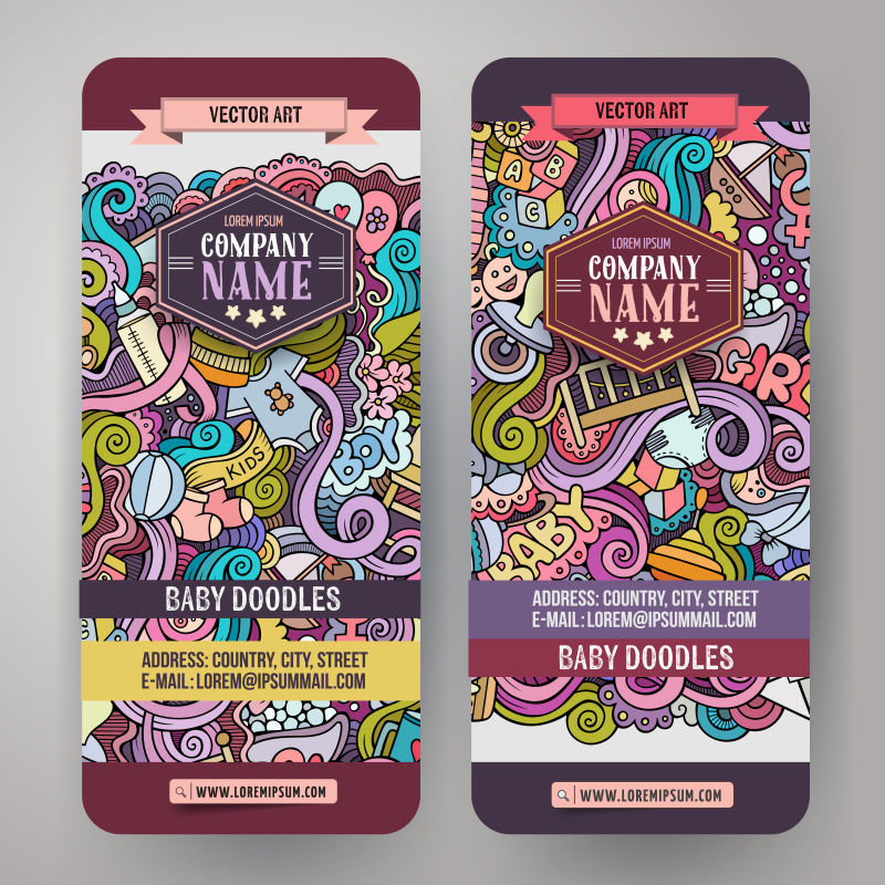 手绘卡通图案涂鸦设计矢量