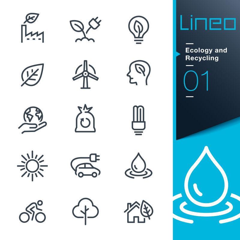 矢量生态学线型图标