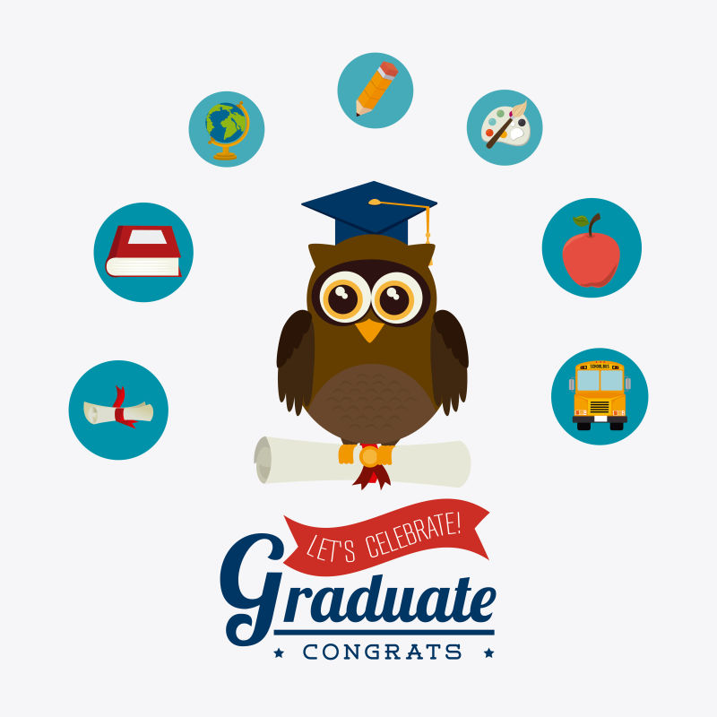 矢量猫头鹰学术教育logo设计图