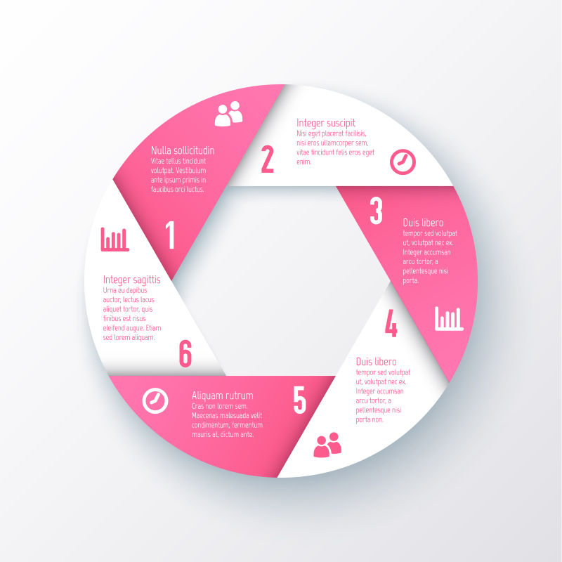 矢量的粉色圆形信息图表设计