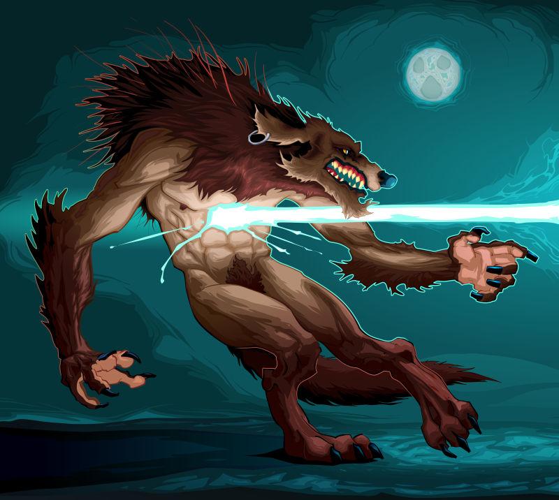 激光射中野兽的动漫动物矢量