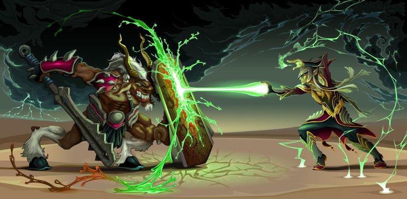 对打的动漫人物动作矢量