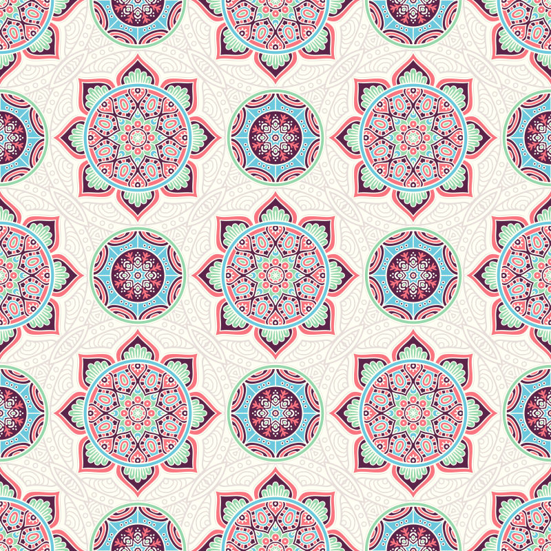 波西米亚风格矢量无缝背景