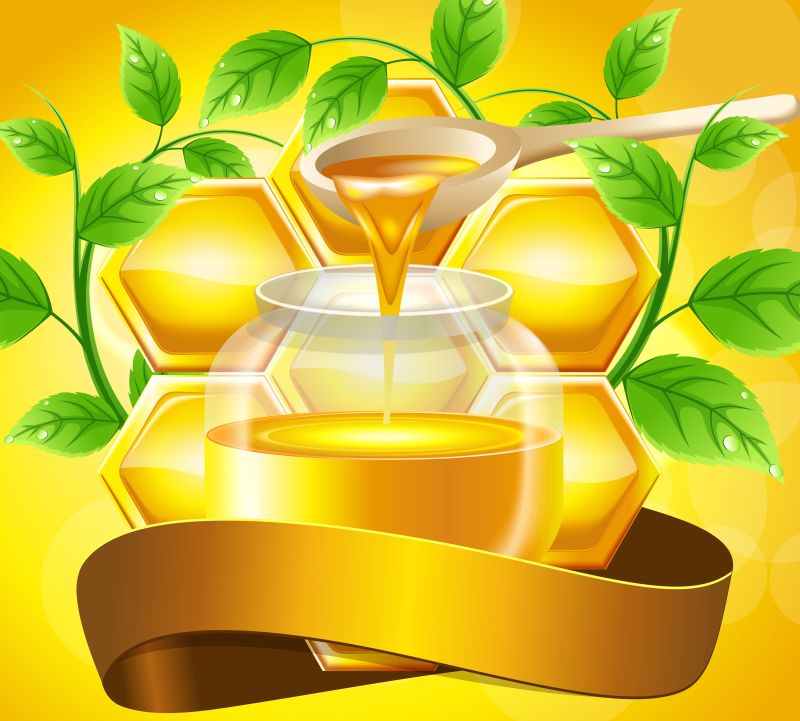 玻璃罐中的蜂蜜矢量