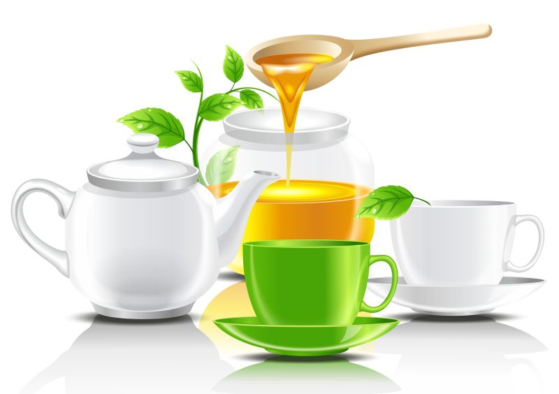 勺着蜂蜜的木勺矢量