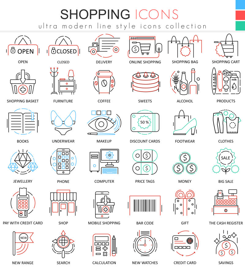 矢量的网络购物图标