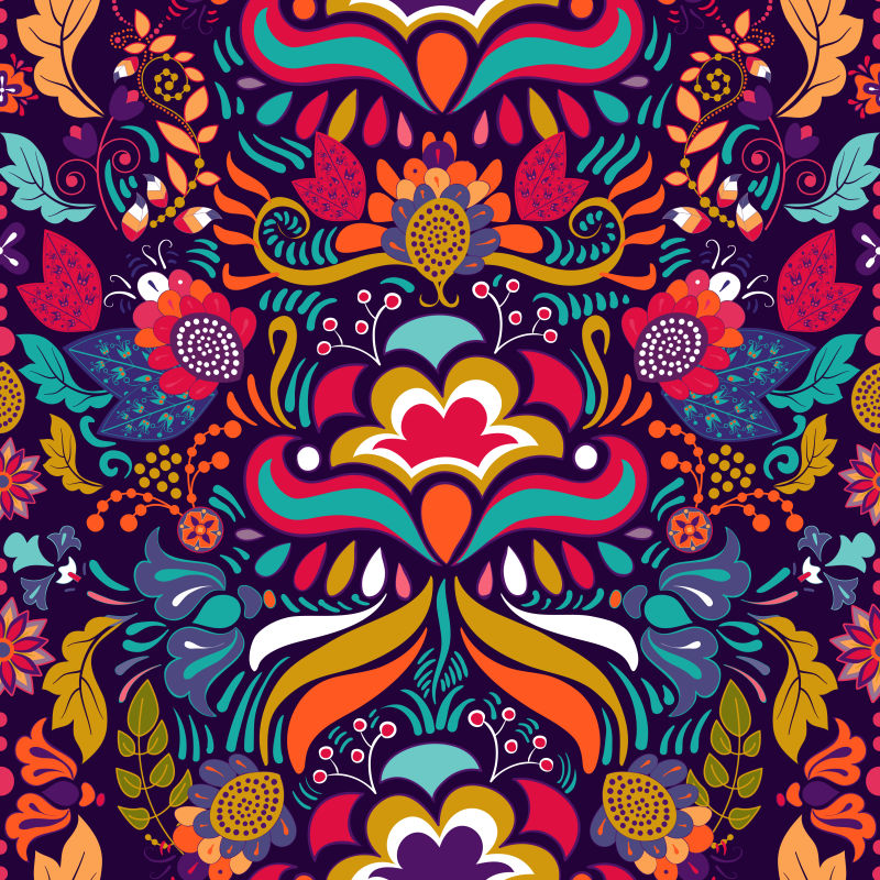 抽象矢量彩色装饰风的的无缝背景